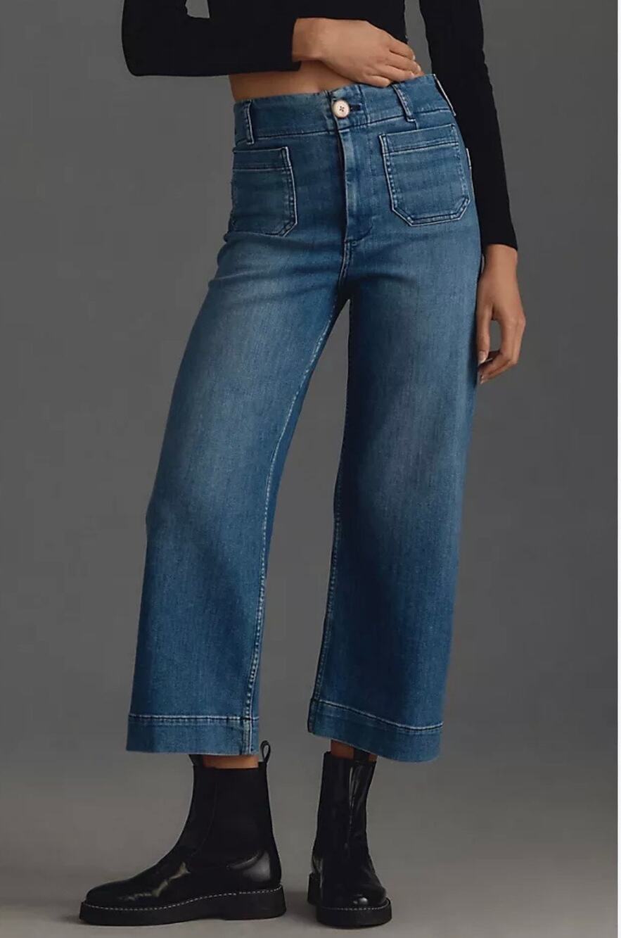 Maeve by Anthropologie the Colette jeans size 28. High rise, wide leg cropped.